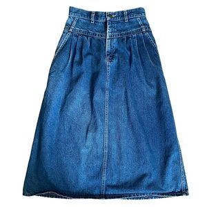 Vintage Lee High Waisted Midi Country Western Denim Skirt Size 9